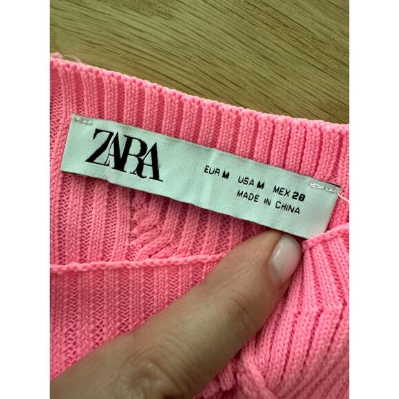Zara Hot Pink pleated cable stretch tank Size Medium $30 - Picture 2 of 4